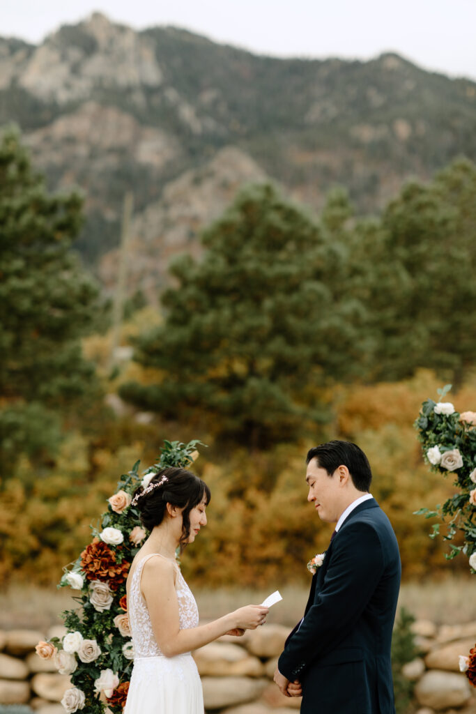 Intimate wedding ceremony at The Broadmoor with autumn colors