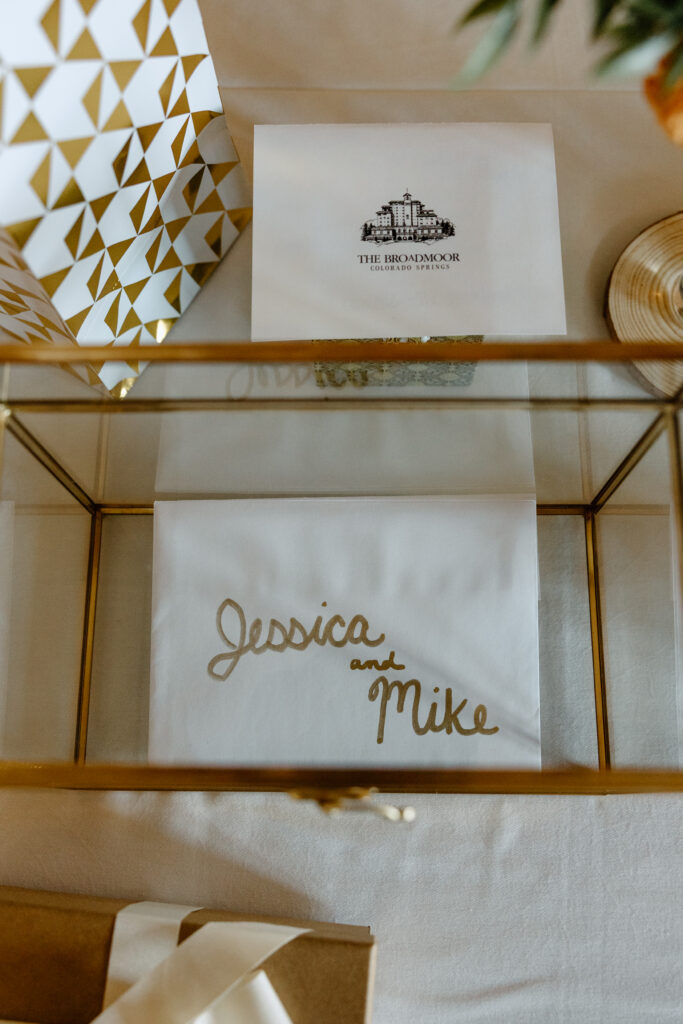 Wedding details from an intimate Colorado Springs wedding reception at the Broadmoor