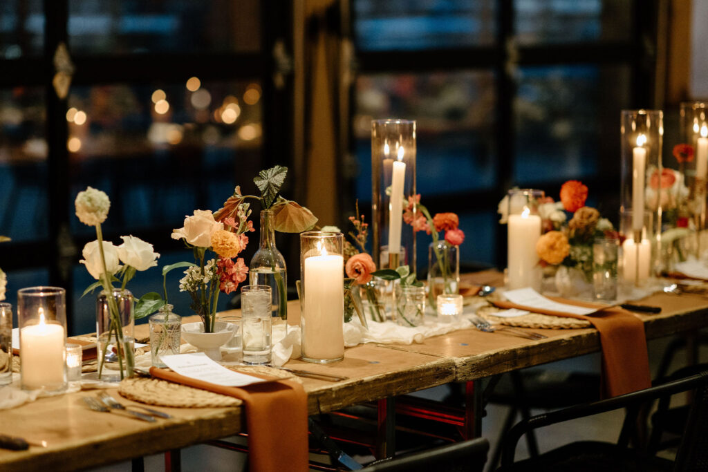 Candle-lit wedding dinner 